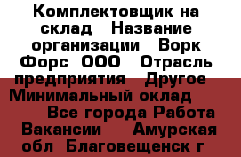 Комплектовщик на склад › Название организации ­ Ворк Форс, ООО › Отрасль предприятия ­ Другое › Минимальный оклад ­ 30 000 - Все города Работа » Вакансии   . Амурская обл.,Благовещенск г.